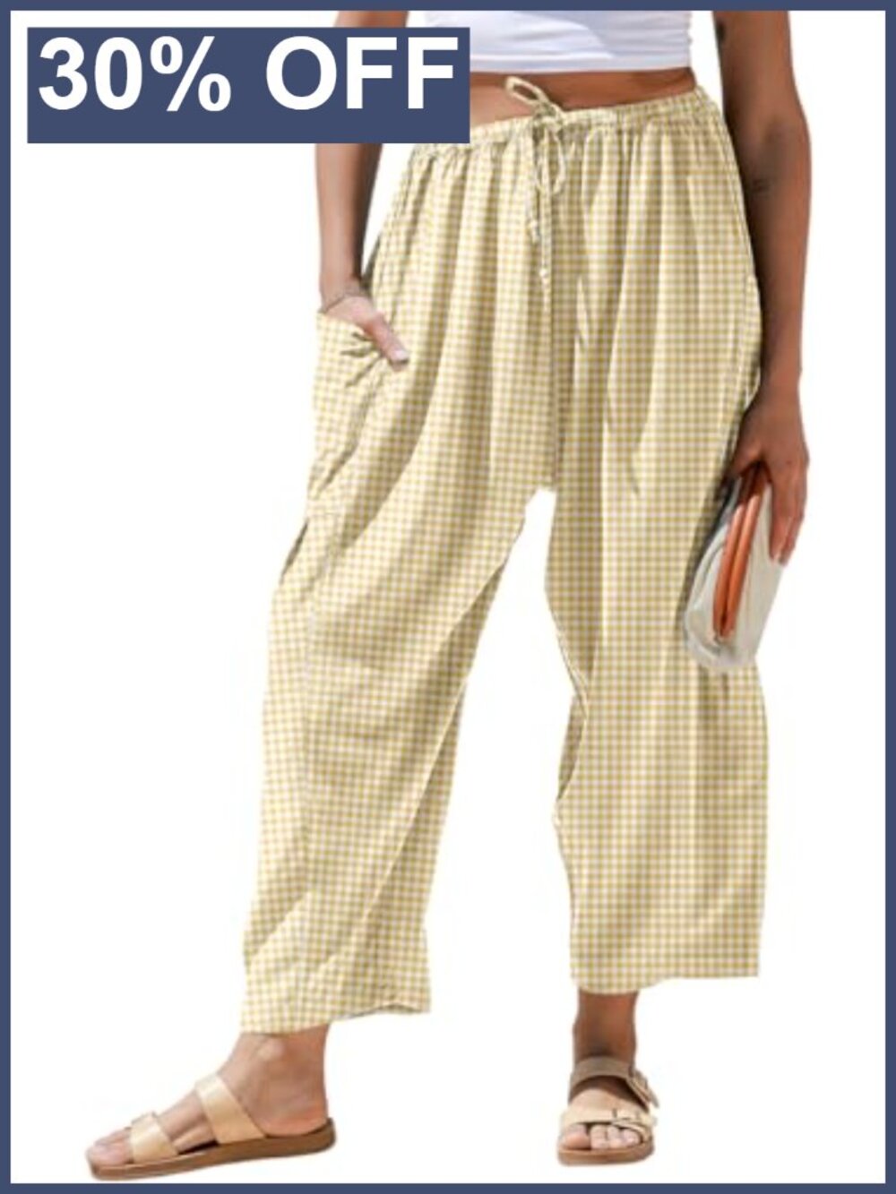 Womens Linen Wide Leg Striped Palazzo Harem Pants Casual Drawstring